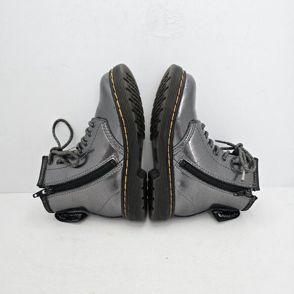 Dr. Martens 1460 graphite silver metallic vegan leather combat boots Toddler 9 - Picture 8 of 9